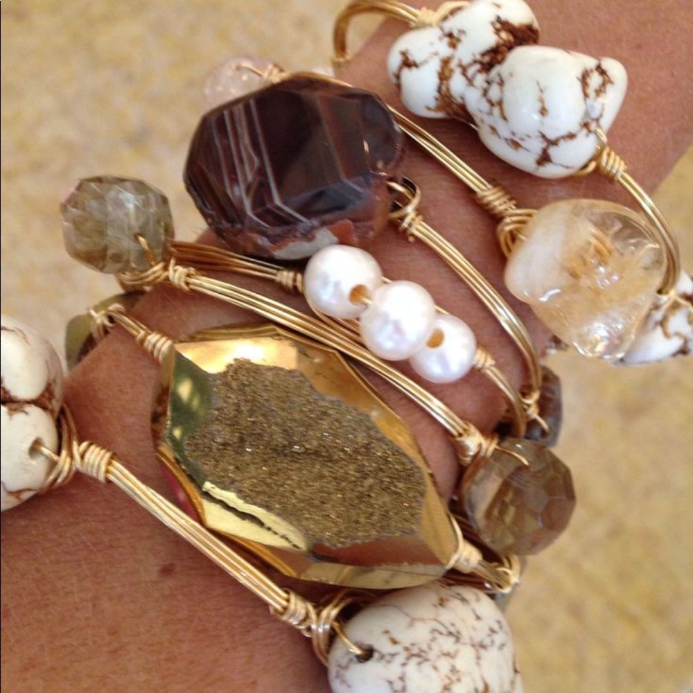 Bourbon & Bowties Gold & Natural Stone Bangle